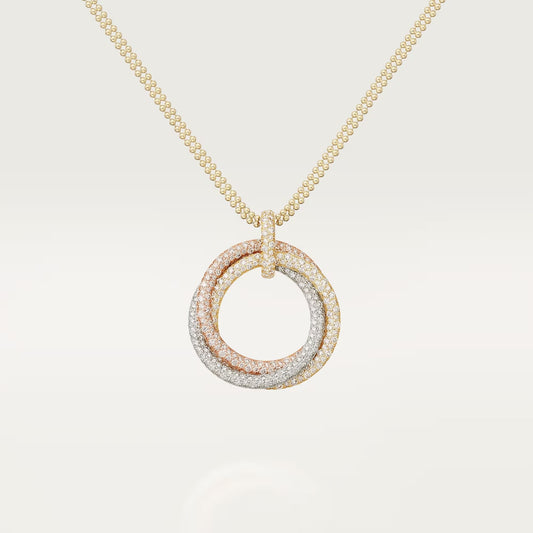 [Lumi Jewelry]TRINITY LARGE FULL DIAMOND  NECKLACE