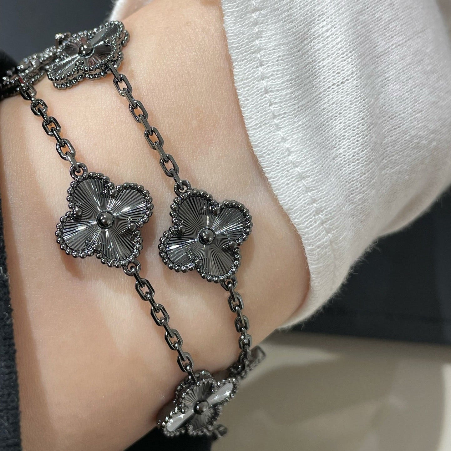 [Lumi Jewels]BRACELET CLOVER 5 MOTIFS NOIRS