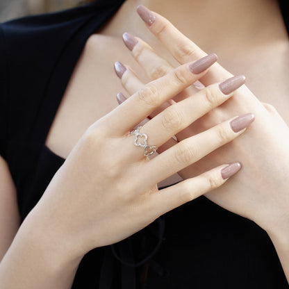 [Lumi Jewels]Hollow Design Four-Leaf Clover Flower Shape Ring