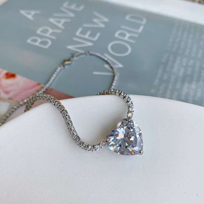 [Lumi Jewels]8.0 Carat Versatile Colorful Sweet Heart-Shaped Tennis Necklace