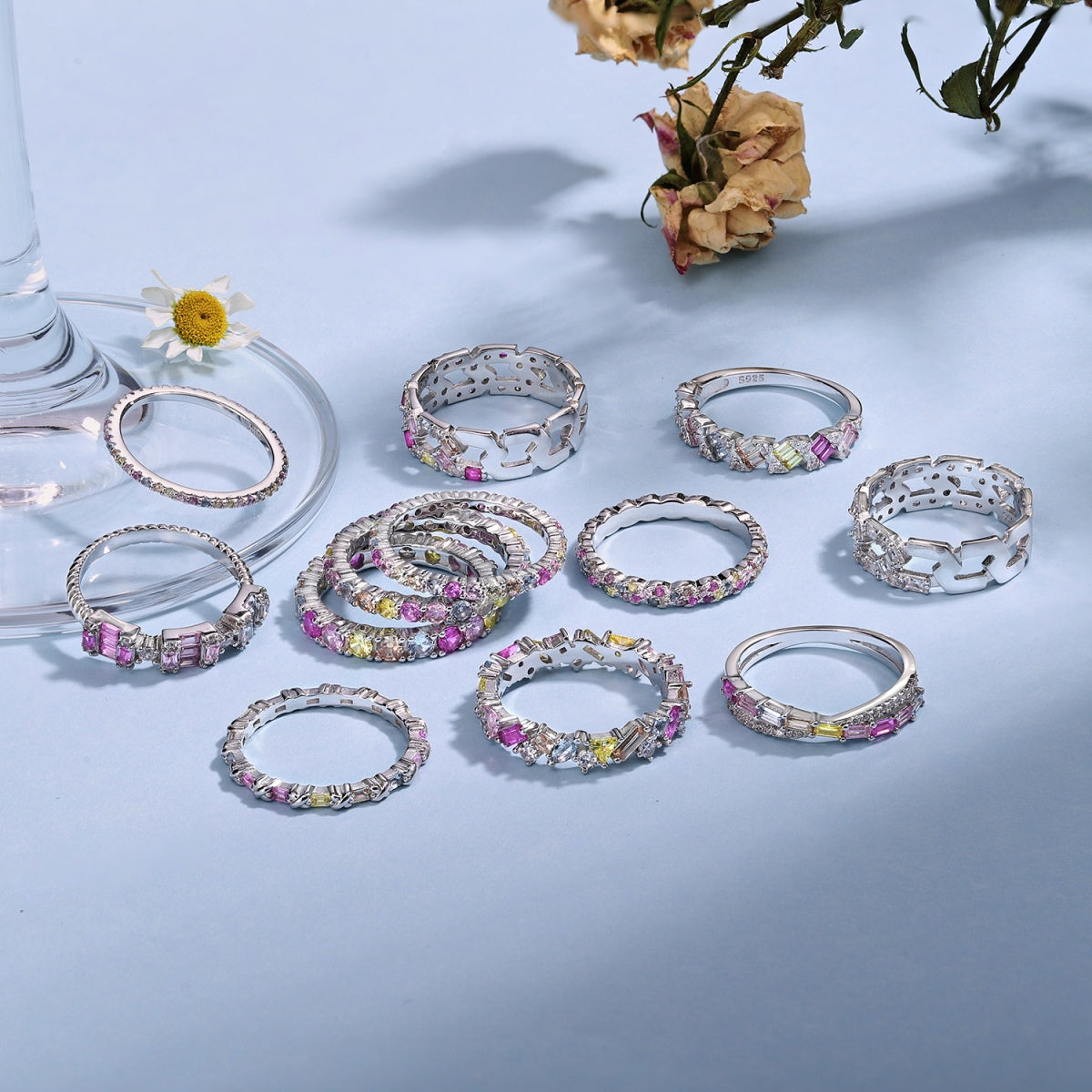 [Lumi Jewels]Ornate Colorful Round Cut Tennis Ring