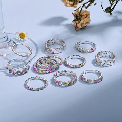 [Lumi Jewels]Ornate Colorful Round Cut Tennis Ring