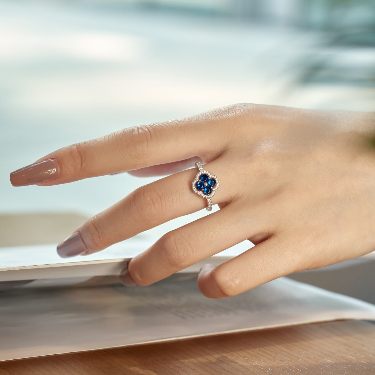 [Lumi Jewels]Four Leaf Clover Flower Design Ring