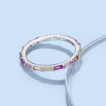 [Lumi Jewels]Exquisite Multicolored Emerald Cut Daily Ring