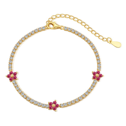 [Lumi Jewels]Sparkling Flower Shape Tennis Bracelet