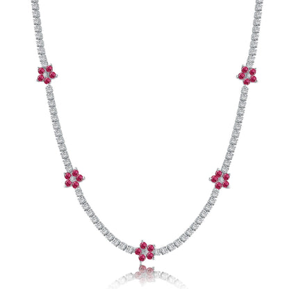 [Lumi Jewels]Luxurious Colorful Flower Tennis Necklace