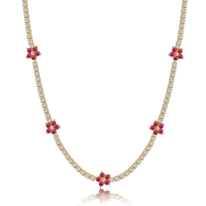 [Lumi Jewels]Luxurious Colorful Flower Tennis Necklace