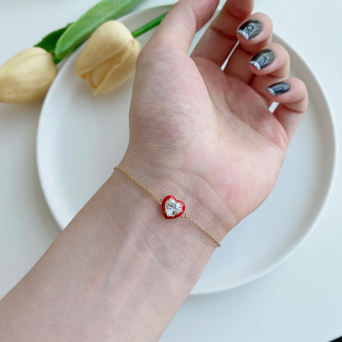 [Lumi Jewels]Sparkling Romantic Heart Shape Lover Bracelet