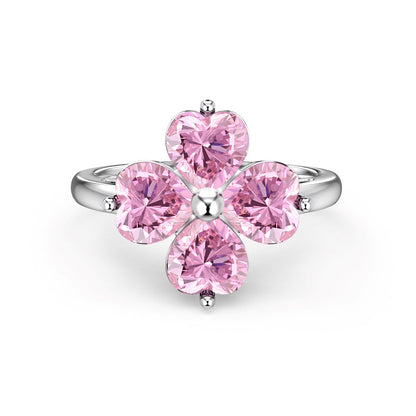 [Lumi Jewels]Heart-shaped Four-Leaf Clover Ball Ring