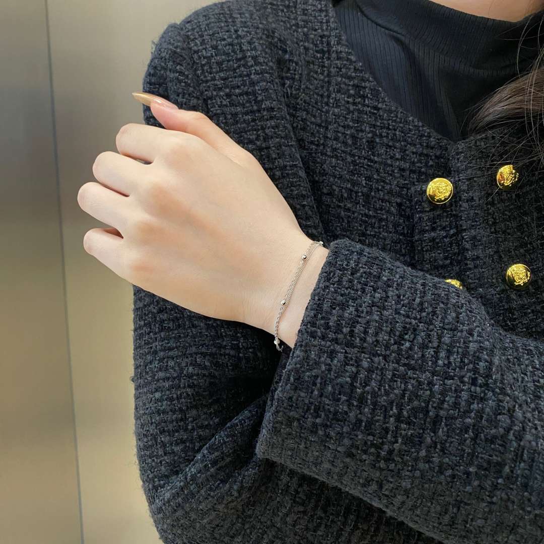 [Lumi Jewels]Delicate Bead Double Layer Bracelet