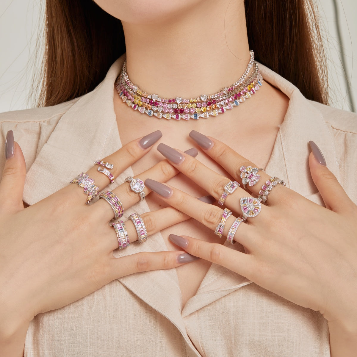 [Lumi Jewels]Delicate Colorful Rainbow Tennis Chain