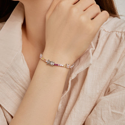 [Lumi Jewels]Ornate Colorful Butterfly Shape Round Cut Daily Bracelet