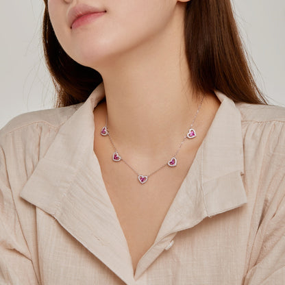 [Lumi Jewels]Sparkling Five Heart Necklace