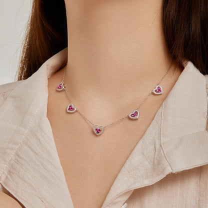 [Lumi Jewels]Sparkling Five Heart Necklace