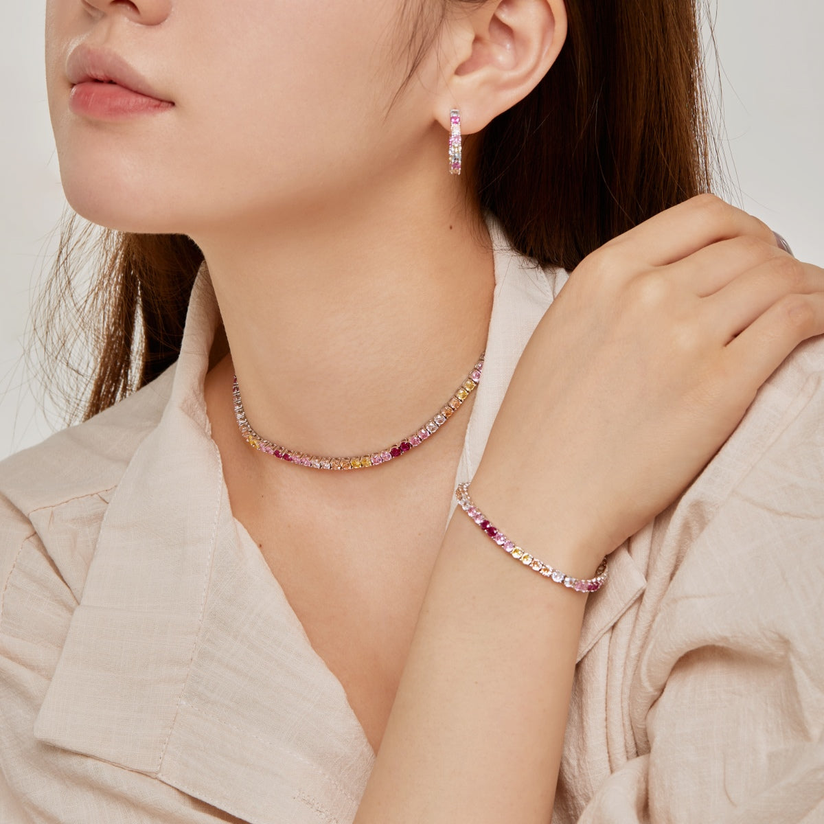 [Lumi Jewels]Luxurious Colorful Romantic Heart Shape Lover Bracelet