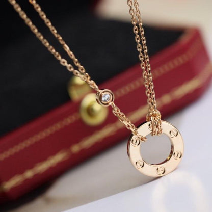 [Lumi Jewels]COLLIER LOVE RÉGLABLE OR ROSE 2 DIAMANTS