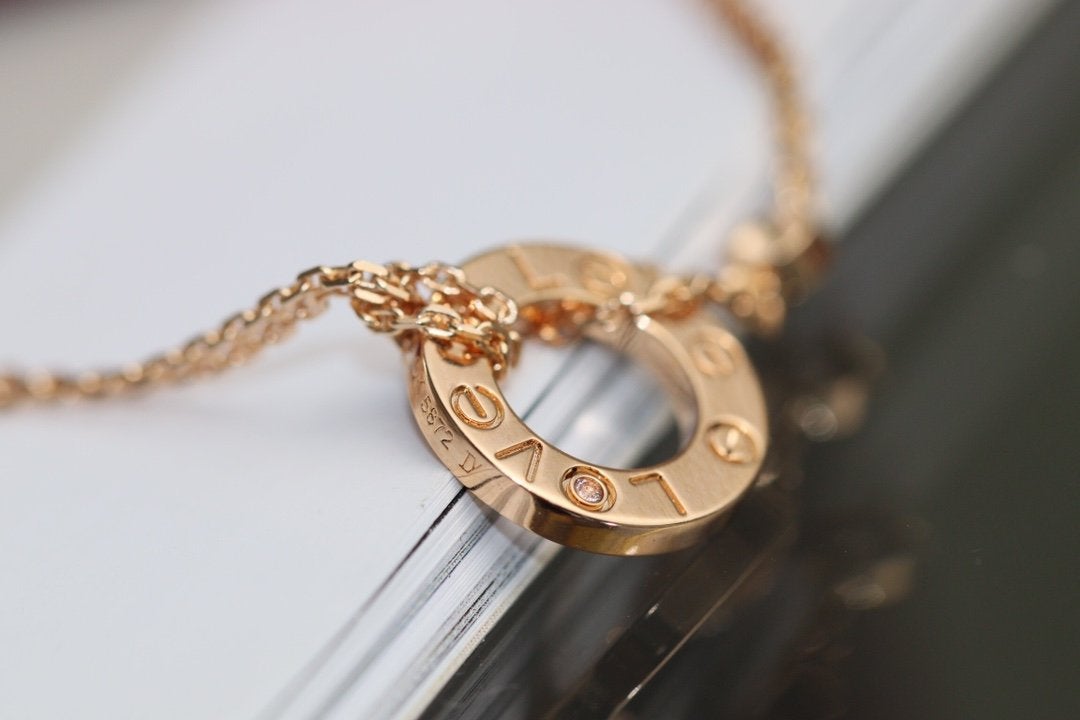 [Lumi Jewels]COLLIER LOVE RÉGLABLE OR ROSE 2 DIAMANTS