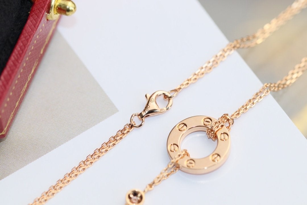 [Lumi Jewels]COLLIER LOVE RÉGLABLE OR ROSE 2 DIAMANTS