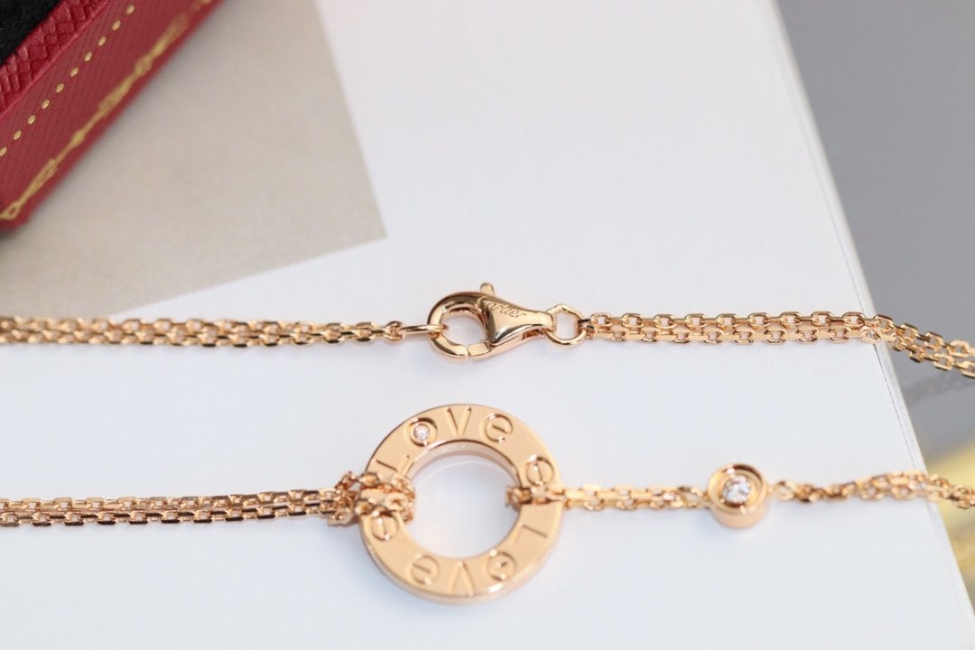 [Lumi Jewels]COLLIER LOVE RÉGLABLE OR ROSE 2 DIAMANTS