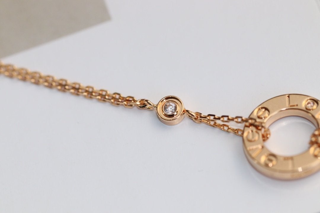 [Lumi Jewels]COLLIER LOVE RÉGLABLE OR ROSE 2 DIAMANTS