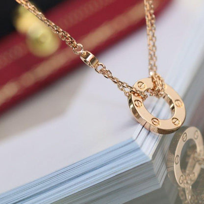 [Lumi Jewels]COLLIER LOVE RÉGLABLE OR ROSE 2 DIAMANTS