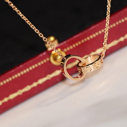 [Lumi Jewels]COLLIER LOVE OR ROSE ET ARGENT