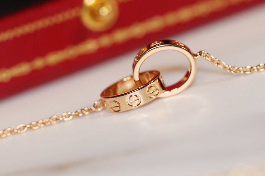 [Lumi Jewels]COLLIER LOVE OR ROSE ET ARGENT