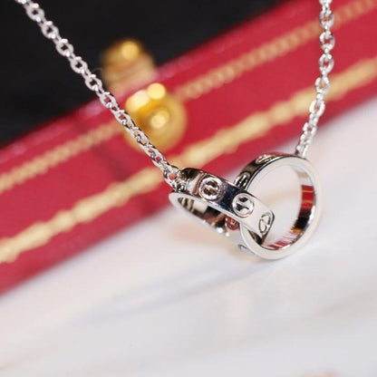[Lumi Jewels]COLLIER LOVE OR ROSE ET ARGENT