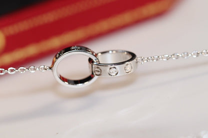 [Lumi Jewels]COLLIER LOVE OR ROSE ET ARGENT