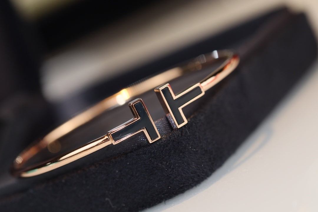 [Lumi Jewelry]T BRACELET 1.8MM ONYX PINK GOLD