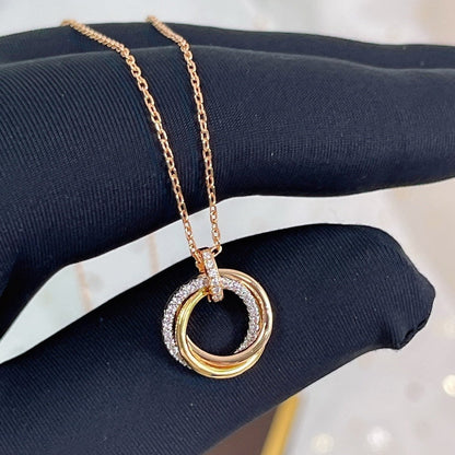 [Lumi Jewels]COLLIER TRINITY ARGENT OR OR ROSE DIAMANTS