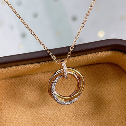 [Lumi Jewels]COLLIER TRINITY ARGENT OR OR ROSE DIAMANTS