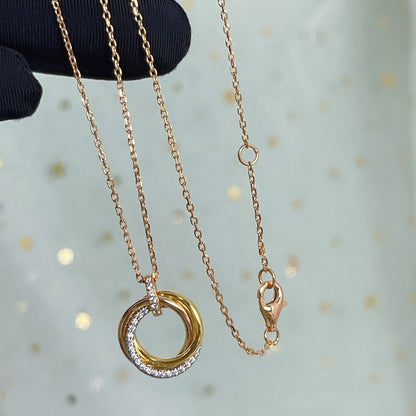 [Lumi Jewels]COLLIER TRINITY ARGENT OR OR ROSE DIAMANTS