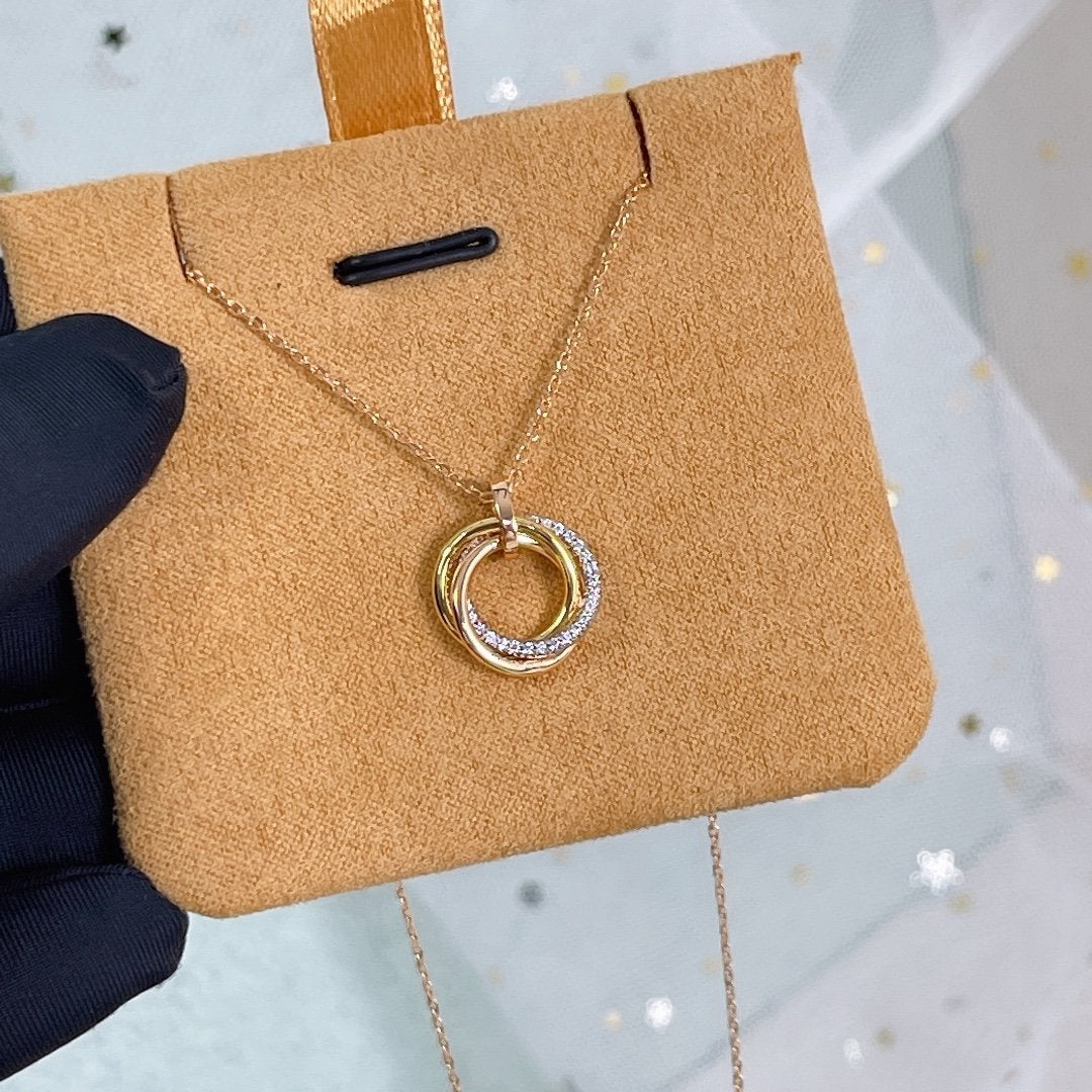 [Lumi Jewels]COLLIER TRINITY ARGENT OR OR ROSE DIAMANTS