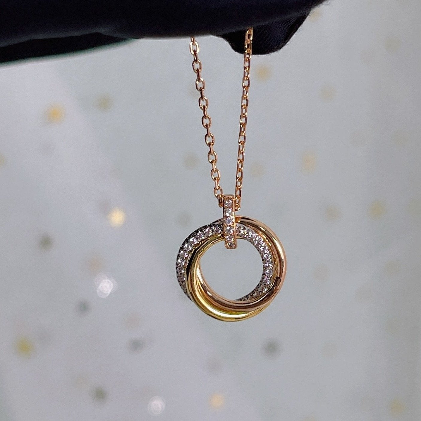[Lumi Jewels]COLLIER TRINITY ARGENT OR OR ROSE DIAMANTS