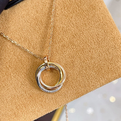 [Lumi Jewels]COLLIER TRINITY ARGENT OR OR ROSE DIAMANTS