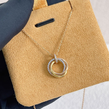 [Lumi Jewels]COLLIER TRINITY ARGENT OR OR ROSE DIAMANTS