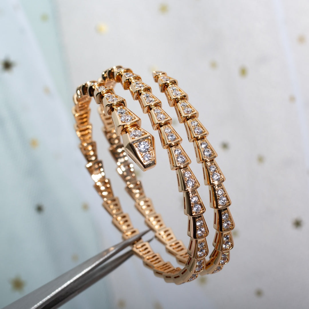 [Lumi Jewels]BRACELET SERPENTI OR ROSE DIAMANT DOUBLE RANG