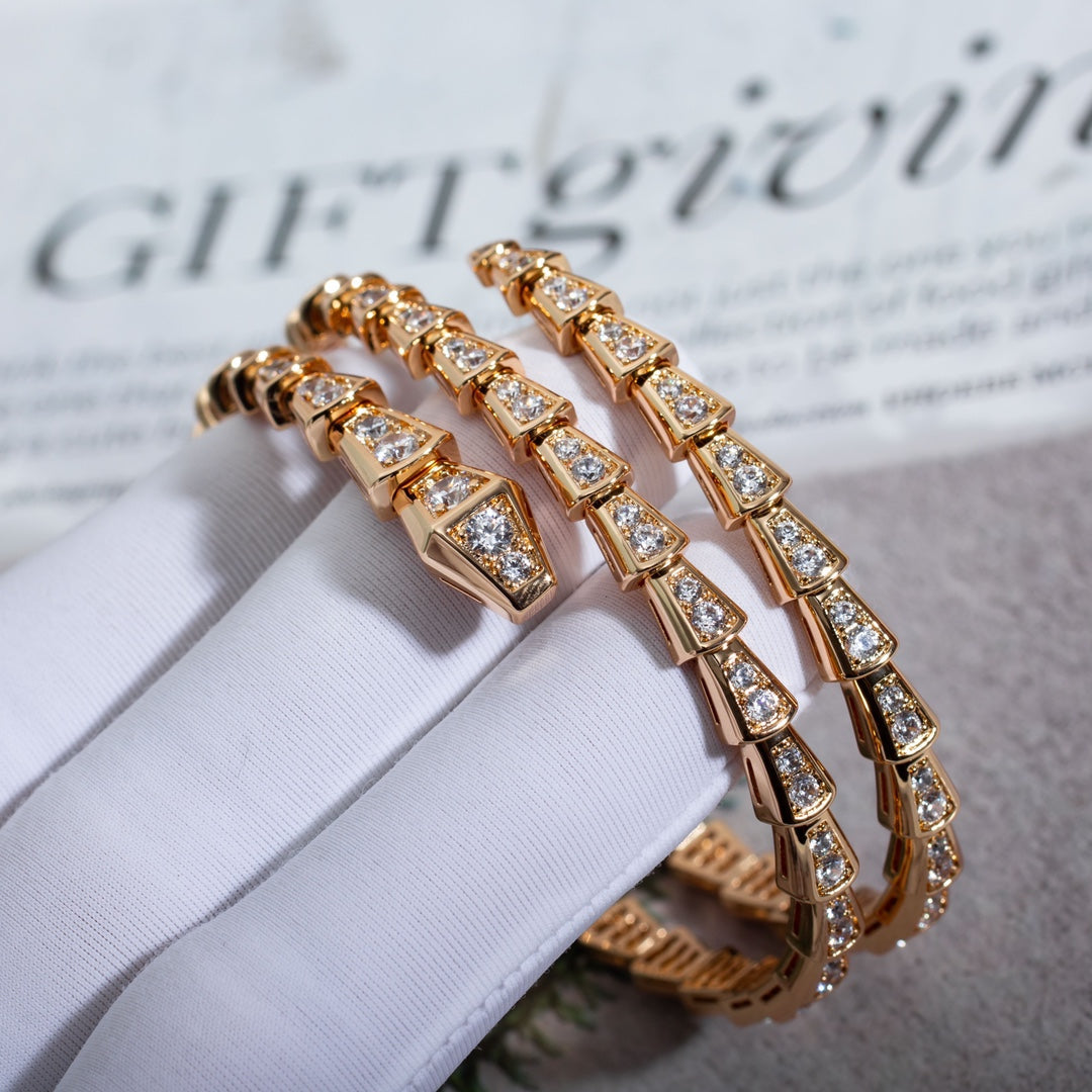 [Lumi Jewels]BRACELET SERPENTI OR ROSE DIAMANT DOUBLE RANG