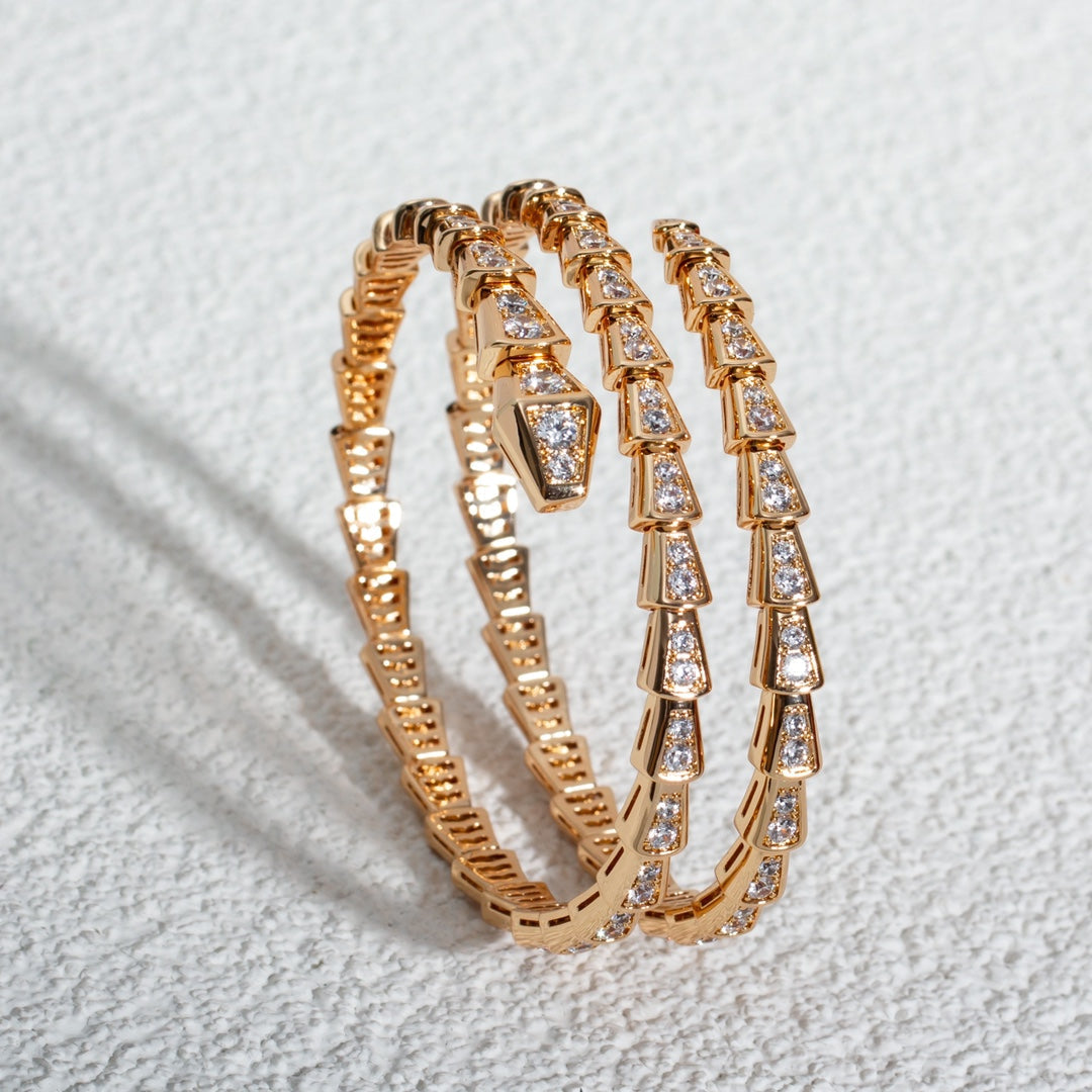 [Lumi Jewels]BRACELET SERPENTI OR ROSE DIAMANT DOUBLE RANG