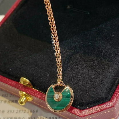 [Lumi Jewels]COLLIER AMULETTE MALACHITE OR ROSE