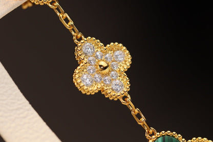 [Lumi Jewels]CLOVER EARRINGS GOLD MALACHITE DIAMOND 3 MOTIF