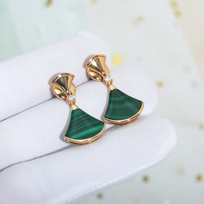 [Lumi Jewels]DREAM MALACHITE PINK GOLD EARRINGS
