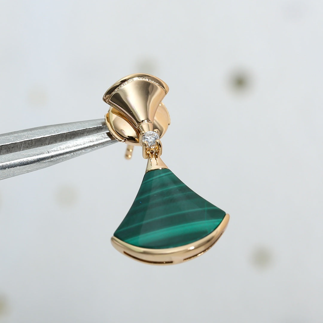 [Lumi Jewels]DREAM MALACHITE PINK GOLD EARRINGS