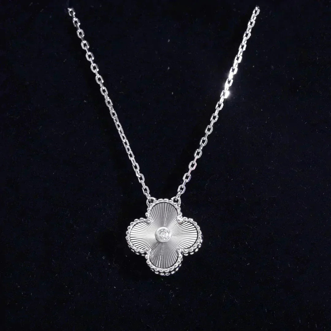 [Lumi Jewels]CLOVER COLLIER DIAMANT LASER 15MM ARGENT
