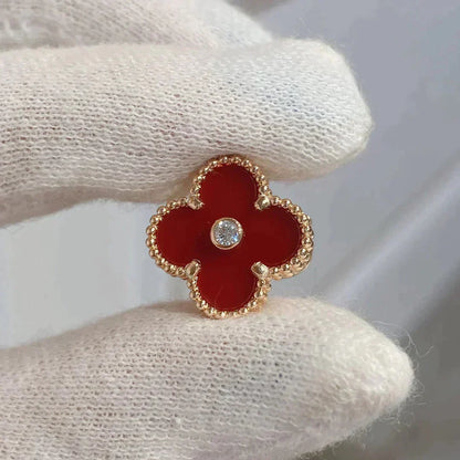 [Lumi Jewels]CLOVER MEDIUM 1 MOTIFS CARNELIAN  DIAMOND earrings
