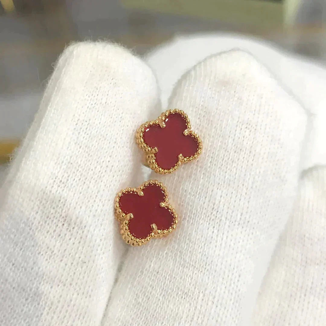 [Lumi Jewels]BOUCLES D'OREILLES TRÈFLE MINI 9,5 MM CORNALINE
