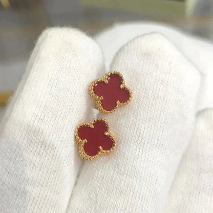 [Lumi Jewels]BOUCLES D'OREILLES TRÈFLE MINI 9,5 MM CORNALINE