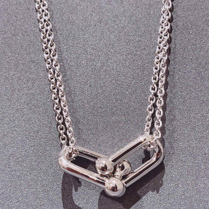 [Lumi Jewelry]HARDWEAR DOUBLE LINK PEDANT SILVER NECKLACE