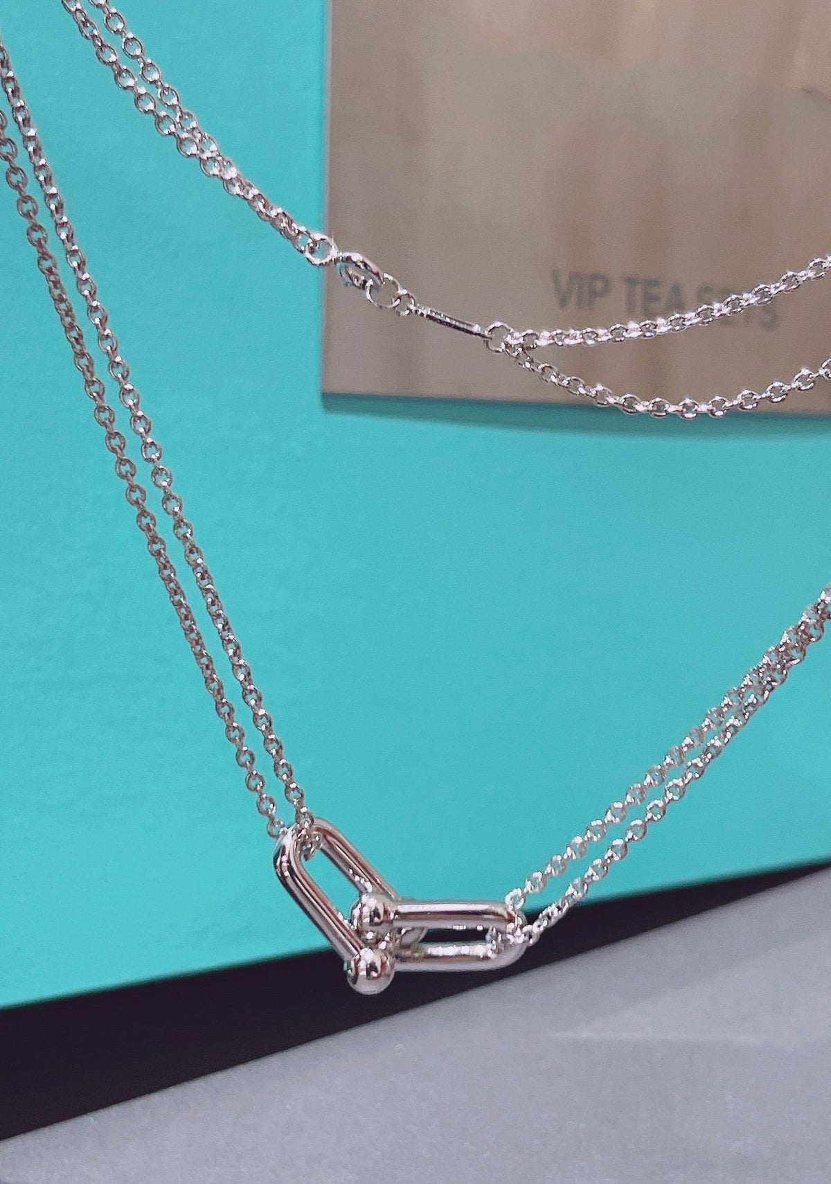 [Lumi Jewelry]HARDWEAR DOUBLE LINK PEDANT SILVER NECKLACE